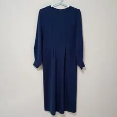 Simplicite ネイビー パフスリーブ ロングワンピース