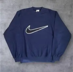90s ナイキ ビンテージスウェットトレーナー　ビッグスウォッシュロゴ　ネイビー