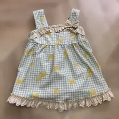 レモン柄チェックワンピース水着 100 美品