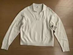 UNIQLO ユニクロ　スムースコットンリラックスポロセーター　白　ホワイト　M