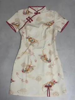 チャイナ服 コスプレ ホワイト ベージュ