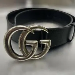 極美品 GUCCI グッチ ベルト ディアクレストベルト レザー ブラック 茶 
