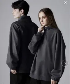 【CLEL】ハーフジップデザイン プルオーバー チャコールグレー Sサイズ