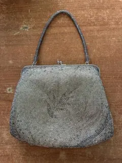 ビーズ　ハンドバッグ　シルバー　昭和レトロ