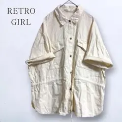 【レトロガール】半袖シャツジャケット オーバーサイズ ワークジャケット アウターのサムネイル