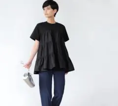 2025✨BEARDSLEY ギャザーペプラム Tee ブラック 日本製 - メルカリ
