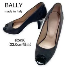 BALLYバリー　伊製　エナメル×スエード　オープントゥハイヒールパンプス36黒