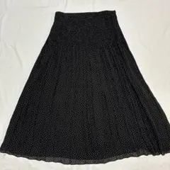 UNGARO ウンガロ 黒　水玉　プリーツスカート　42のサムネイル