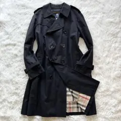 【美品】バーバリーロンドン　トレンチコート　メガチェック　ライナー付き　黒　L
