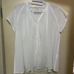 ⭐️無印良品強撚ボイルフレンチスリーブブラウスMサイズ　ホワイト