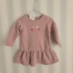 H&М　お花　刺しゅう　キルティング　ワンピース　85cm