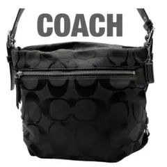COACH コーチ ショルダーバッグ　シグネチャー　キャンバス　レザー　ブラック