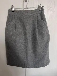 LOWRYS　FARM　グレー ウール混合 タイトスカート