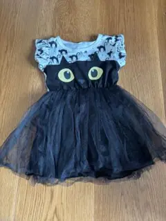 【120】ワンピース 女の子 チュールスカート 長袖 黒猫 衣装 ハロウィン