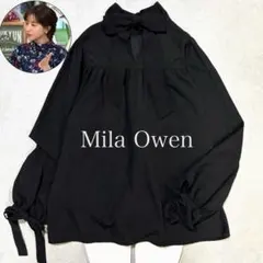 極美品✨ミラオーウェン 2WAY ボウタイブラウス リボン 袖ボリューム 黒