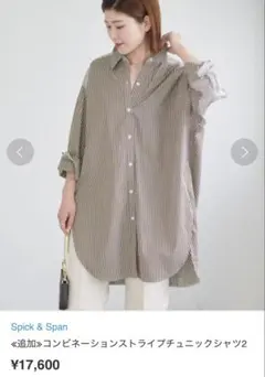 Spick & Span コンビネーションストライプチュニックシャツ　ブラウンのサムネイル