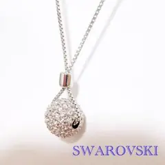 希少 箱付 スワロフスキー ネックレス どんぐり Y字 パヴェ パール 美 