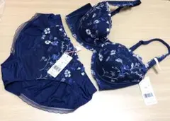 【新品タグ付】定価6380円 アモスタイル ブラ＆ショーツ D65 Mネイビー
