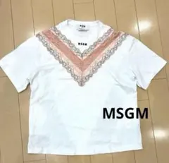 MSGM ピンク レース　ロゴ　半袖　オーバーサイズ　Tシャツのサムネイル