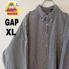 90s USA古着 OLDGAP 長袖ボタンシャツ　XL ネイビー　ベージュ