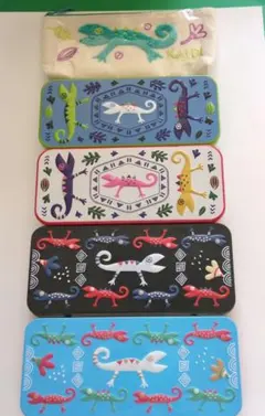 【空き缶】カルディ トカゲ缶 ４種 ＋ペンケース
