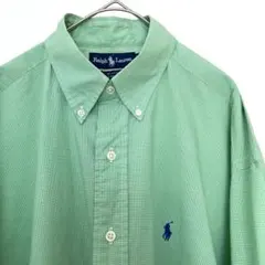 90s✨ラルフローレンBLAKE BDシャツ ／ライトグリーン L