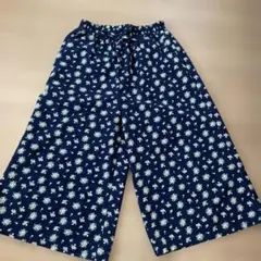 ネイビー花柄130cmロングパンツ