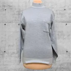 ニット セーター ハイネック 日本製 グレー デザイン M