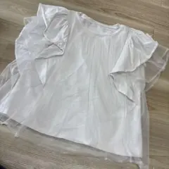 ロペピクニックフリル付きホワイトTシャツ 半袖