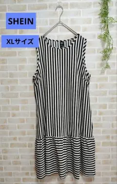 SHEIN ストライプ ノースリーブ ロングワンピース XLサイズ