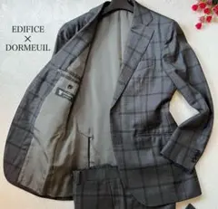 【高級生地】エディフィス アマデウス スーツ チェック柄 段返り 3B 44 灰