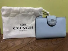 COACH 二つ折り財布 ライトブルー
