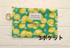 4 レモングリーン　3ポケット　ポケットティッシュケース
