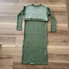 再値下げ！ローリーズファーム　オリーブ　ニットワンピース