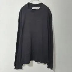 ステファニーロジャース カットソー ハイネック リブ 袖リブ 無地 XL 黒 綿