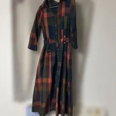 REDYAZEL チェック柄 ロングシャツワンピース