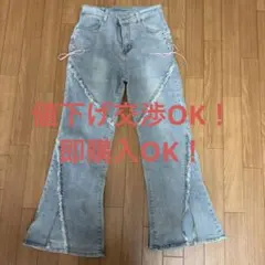 ライトブルーデニムフレアパンツ　Y2K