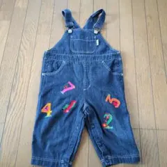 ベビーI.N.EXPRESS ノブオイケダ　デニムオーバーオール 数字刺繍90
