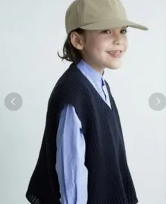 キッズ ニット Vネックベスト ネイビー