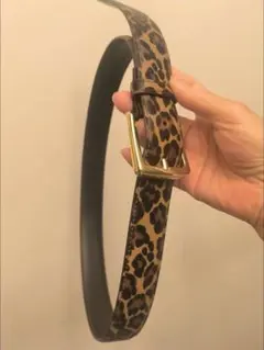 ヒョウ柄レザーベルト ゴールドバックル