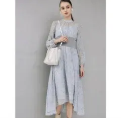 MERCURYDUO フラワーウエストリブ切替ワンピース M