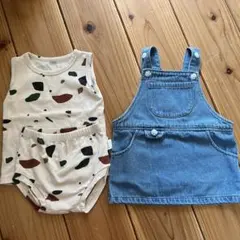 セットアップ　デニムオーバーオール　セット　韓国子供服　まとめ売り