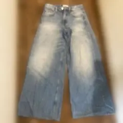 ZARA ワイドレッグ デニムパンツ ライトブルー