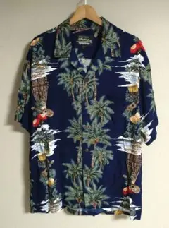 【美品】HAWAIIAN RESERVE メンズ　アロハシャツ　ブルー　M