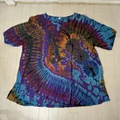 タイダイ柄 100%レーヨン 半袖トップス