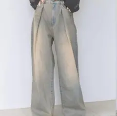 JEANASIS タックデニムワイドパンツ ライトブルー