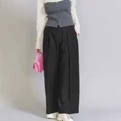 ビューティー＆ユース 　ツイル タック ワイドパンツ　黒　美品　ブラック1348
