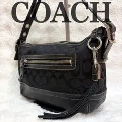 【美品】 COACH ワンショルダー シグネチャー キャンバス レザー Y2K