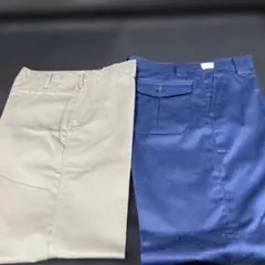 ストレッチスラックス ネイビー グレー A3 W76×L73作業ズボン