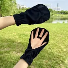 絶対焼かない！ハンドカバー ブラック 指までガード 紫外線カット 指も守るのサムネイル